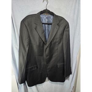 EMJ Earvin Magic Johnson Mens 46L Black Pinstripe Pure Wool Super 120s Blazer